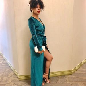Velvet Wrap Maxi Dress